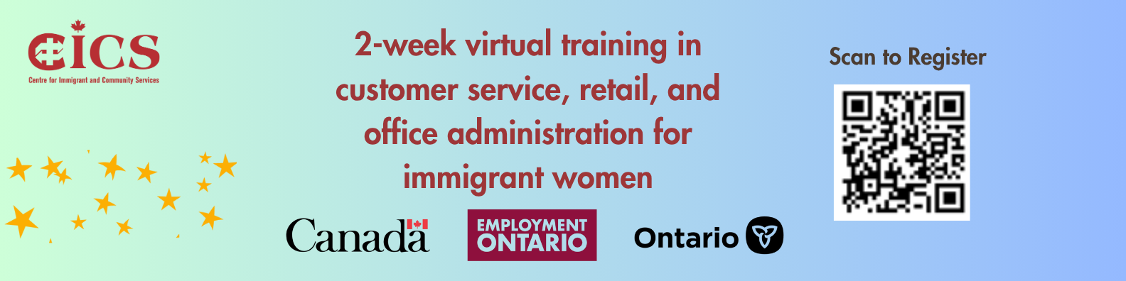 2-week virtual training in customer service, retail, and office administration for immigrant women
